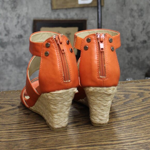 Relativity Womens Strap Zip Lindie Wedges 1673d5998333d9 Coral Orange 6M - Picture 4 of 6